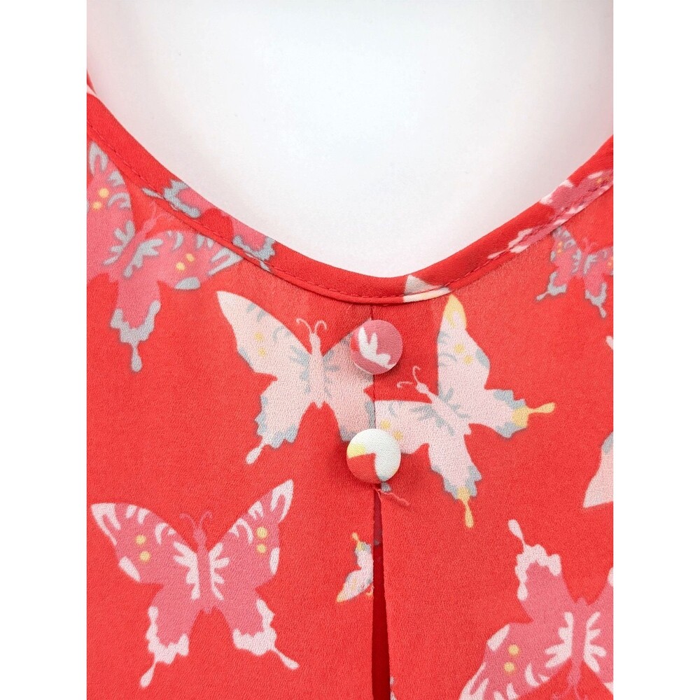Candie’s Pink Coral Butterfly Bow Back Y2K 90s Tank Top Blouse Size Medium - Picture 3 of 11